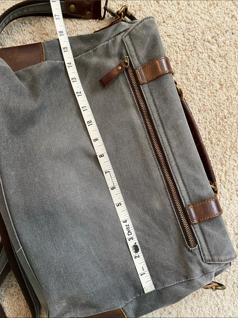 S-Zone Leather and Canvas Messenger Bag.
